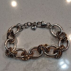 Brighton Silver and Gold Tone Chain Bracelet.